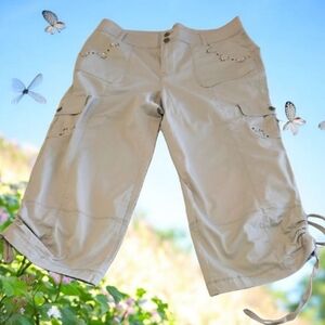 Capris Stylish Beige Cargo with Embellishments size 14